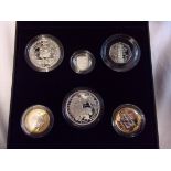 Great Britain 2009- “Family Silver” proof set; Henry VIII £5, Britannia £2, Darwin and Burns £2, £