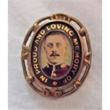 British WWI Sweetheart Memorial Brooch, a gilt body, writing “In Proud and Loving Memory of”