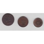 1668 Norwich Farthing-VG;1902 1/3rd Farthing GVF, almost full lustre; 1844 Half Farthing GVF (3)