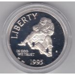 USA 1995 – American Civil War – silver proof dollar, with certificate