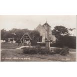 Postcards-Sussex-Rottingdean-RP Church and War memorial, used 1934