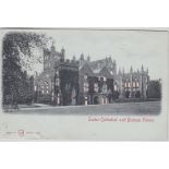 Postcards-Exeter Cathedral and Bishop’s Palace 1910 used, Hold to Light postcard pub WH Berlin