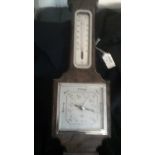 Barometer-'Shortland' Barometer by Smiths, Oak wood frame, approx. 1`7" long