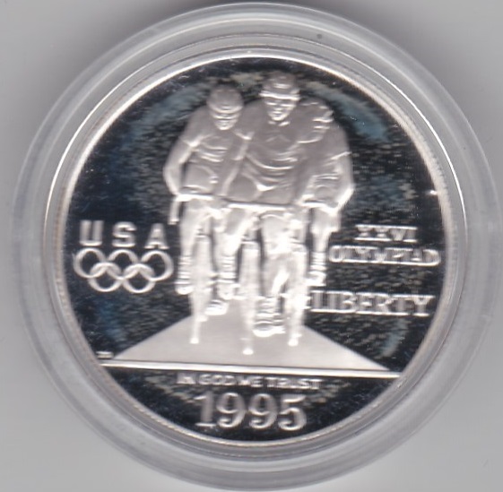 USA 1995 – Atlanta Olympic Cycling Dollar – BUNC, with certificate