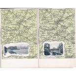 Postcard-Cambridge-Two Geographical Map series – Clare College and St. John’s. Bridge of Sights-