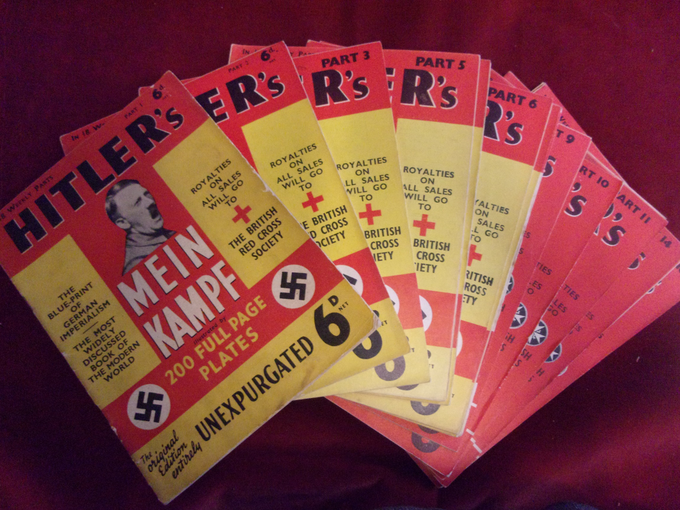 Hitler's Mein Kampf Magazines Original 1938 published for British Retail - (18) Magazine set, this