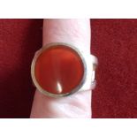 Sliver Ring-Nice solid silver ring with semi-precious orange stone
