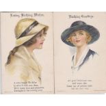 Postcards-Glamour-three beautiful postcards glamorous ladies, by Pearl Fidler leMunyon (3) unused-