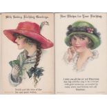 Postcards-Glamour/Millinery-Four beautiful postcards, glamorous ladies with stunning hats-by Alice