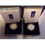 Great Britain 1997 and 1998-One Pound, Silver Proof (2) Royal Mint boxes and certificate