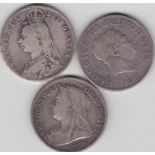 Half Crowns 1819(F) 1892(NF) and 1898(F) Half crowns (3)