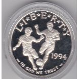 USA 1994 – World Cup – silver proof dollar, BUNC, with certificate