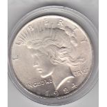 USA 1924 Peace Dollar - .900 silver, KM 150, EF with certificate