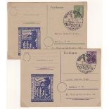 Germany 1945 Russian Zone Berlin Brandenburg Michel P4e used; Michel P5 trade fair cachet cancel