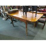 PINE KITCHEN TABLE, varnished pine planked top kitchen table, 60" x 28"