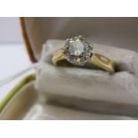 18ct YELLOW GOLD DIAMOND SOLITAIRE RING, old brilliant cut diamond approx 7mm dia, diamond weight