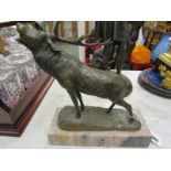 ANIMAL BRONZE, marble base bronze Baying Stag, signed GURADZE, 11" height