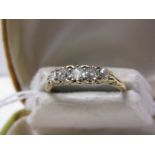 YELLOW GOLD 5 STONE DIAMOND RING, approx 0.5ct, size R/S