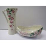 MALING, pearl lustre blossom design narrow bodied jug and matching oval fruit bowl