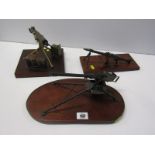 MILITARY MODELS, collection of 3 scratch built model machine guns from WWII period, German 1943 MG34