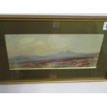 F. BENI, signed watercolour, "Dartmoor Heather", 4.5" x 10"