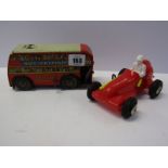 CLOCKWORK TOYS, vintage tin plate double decker bus by Wells, together with vintage clockwork