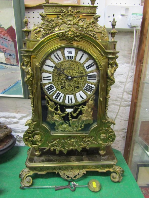 ELKINGTON BRACKET CLOCK, a fine 19th Century ornate brass cased bracket clock on matching stand by