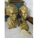 PLASTER BUST, gilt plaster bust of Gentleman, Companion and Child's Head