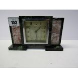 FRENCH ART DECO, coloured marble chrome surround mantel clock, 4" height