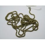 9ct YELLOW GOLD VINTAGE LONGUARD CHAIN; with yellow metal claps, 31.7 grms total weight