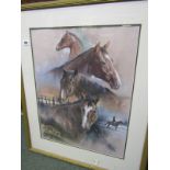 MICK CAWSTON pastel, "Hunting Horses"