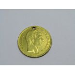VENEZUELA GOLD COIN; 6.4 grms in weight, drilled, 21.6 ct gold