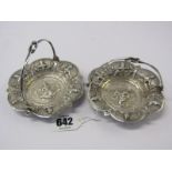 EASTERN SILVER, pair of Eastern silver dishes, decorated with dancing figures in high relief, 4" dia
