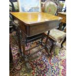 VICTORIAN SIDE TABLE; A Victorian mahogany veneered side table on twin column fluted supports and