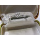 18ct WHITE GOLD DIAMOND SOLITAIRE RING, stamped 0.40 carat, size N