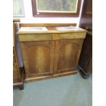 VICTORIAN MAHOGANY CHIFFONIER, twin cupboard base with 2 frieze drawers, 43" width