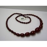 GRADUATED BEAD CHERRY AMBER NECKLACE, untested, 67 grams