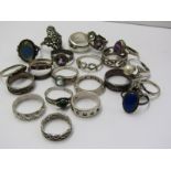 23 ASSORTED SILVER RINGS, including stoneset and butterfly wing