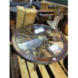 MARITIME, ship's wheel design plate glass top occasional table, 29" dia