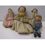 AMERICAN DOLLS, collection of 4 early 20th Century American Philadelphia spoon head dolls,(poss