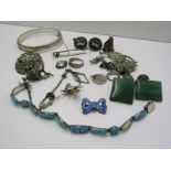 SILVER JEWELLERY, including brooches, rings, pendants and bangles