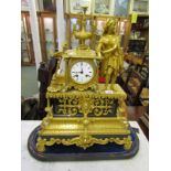 FRENCH MANTEL CLOCK, a fine early 19th Century French ormolu figure crested mantel clock by Henry