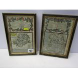 GEORGIAN ROAD MAPS, pair of hand coloured mid 18th Century road maps, Shropshire and