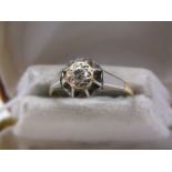 YELLOW GOLD & PLATINUM VINTAGE DIAMOND SOLITAIRE RING, size N/O
