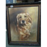 MICK CAWSTON oil on canvas "Golden Retriever", 19.5" x 15.5"