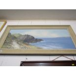 R. D. SHERRIN, signed gouache "Panoramic Cornish Cliffs" 15" x 39"
