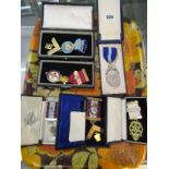 MASONIC JEWELS; 6 assorted masonic jewels from various lodges, boxed, 3 are silver gilt