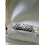 18ct YELLOW GOLD FIVE STONE DIAMOND RING; 5 graduated brilliant cut diamonds, size 'O'