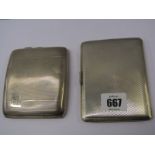 2 SILVER CIGARETTE CASES, both with engine turned decoration, both Birmingham HM, 1 with inscription