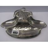 WMF SILVER PLATED INK WELL, typical Art Nouveau design silver plated ink well/desk stand, enclosed